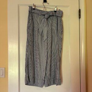 Lands End 2P Navy and White Stripe Wide Leg Crops